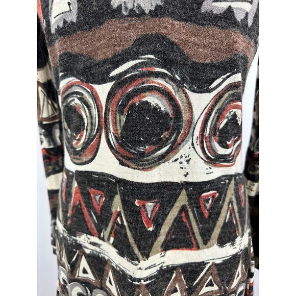 NWT Aryeh Size Medium Sweater Dress Abstract Orange Rust Midi Retro Boho Artsy - Picture 3 of 12